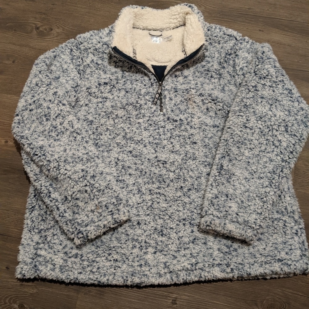 Time & Tru | Light Blue Sherpa  Half-zip Pullover